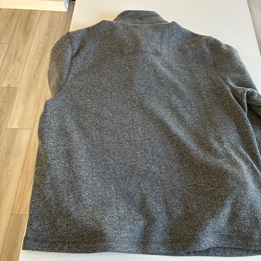 GH Bass Mens XXL Gray Herringbone Sherpa Lined Mock Neck Quarter Snap Pullover - Picture 4 of 4